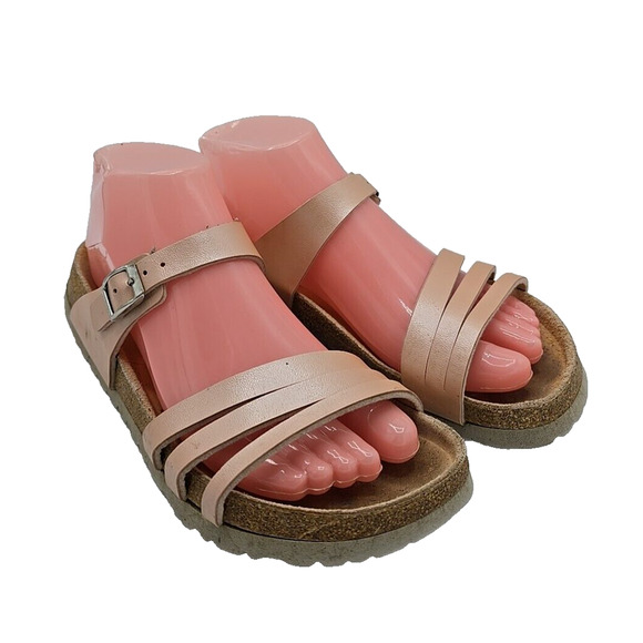 Betula Birkenstock Pink Leather Strappy Slip On Slide Sandals Womans Size 6 - Picture 1 of 7